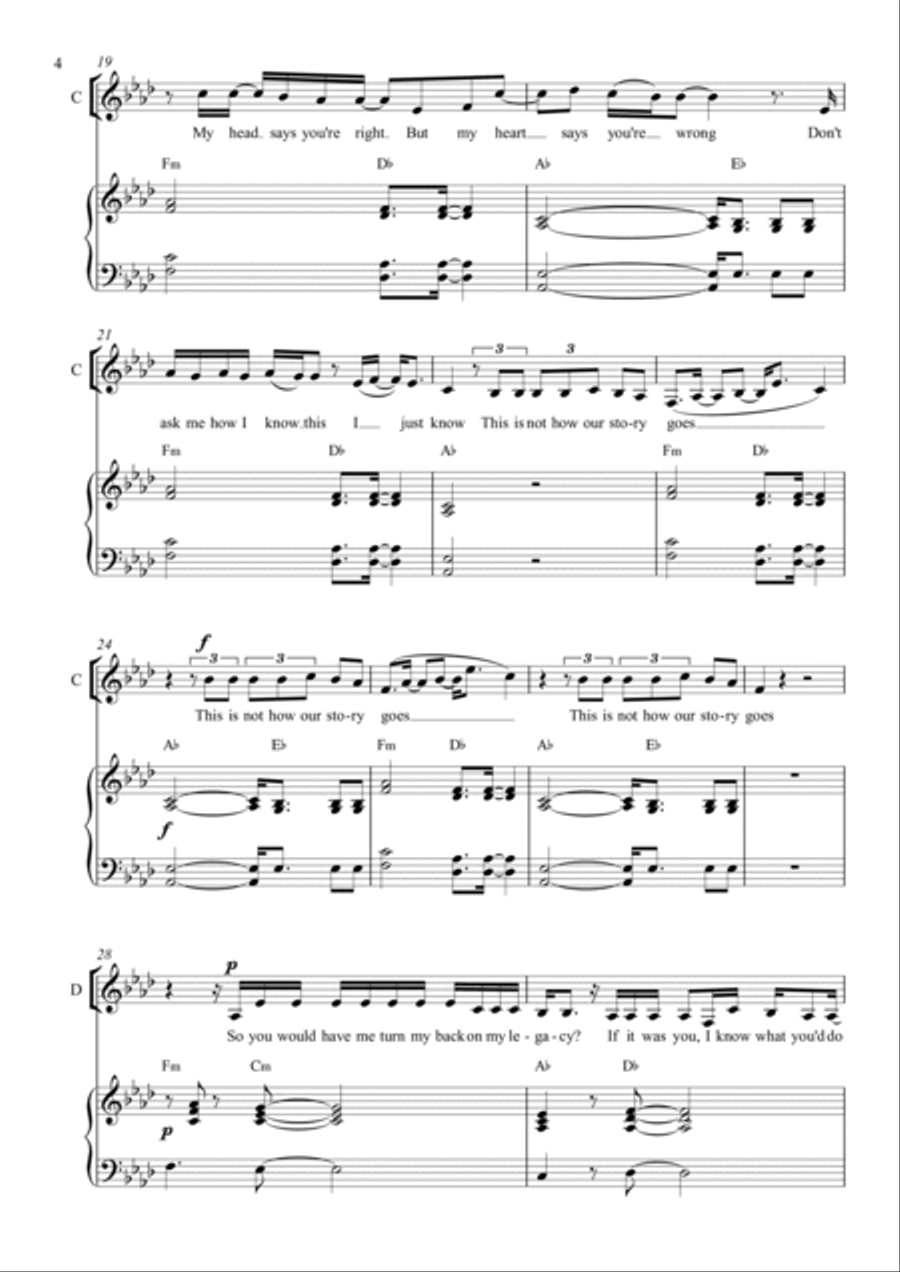 Not How Our Story Goes Piano, Vocal, Guitar scores gallery preview page 4