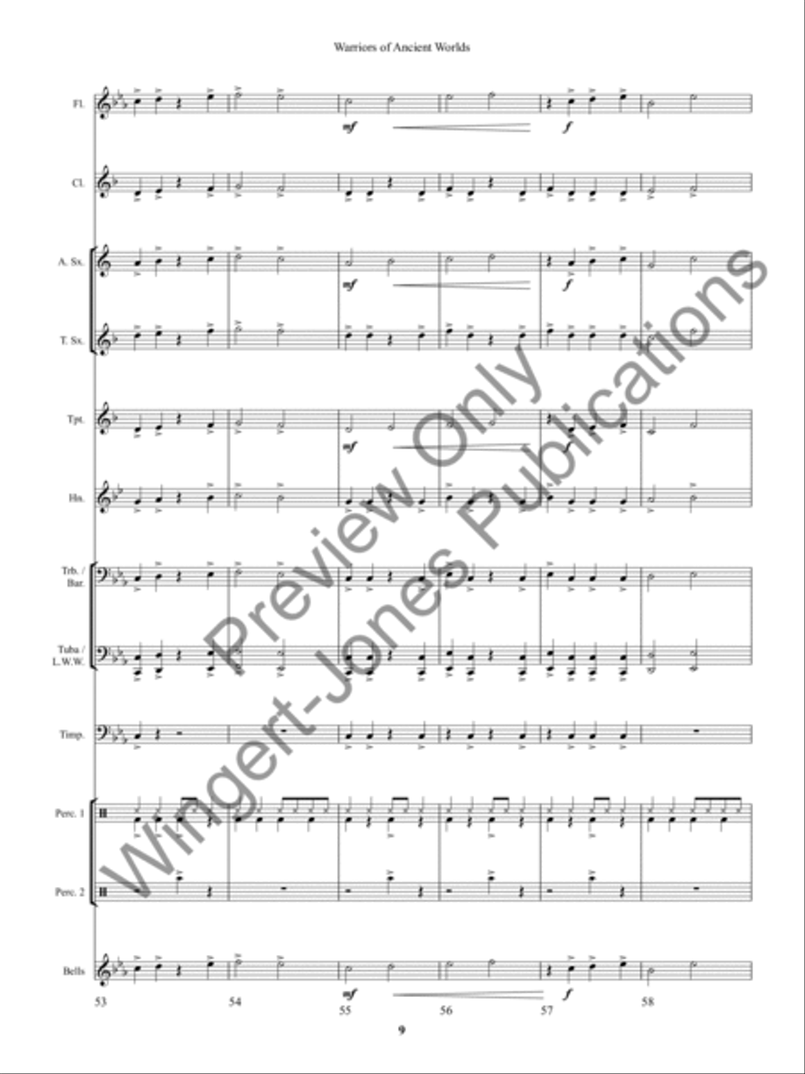 Warriors of Ancient Worlds Concert Band scores gallery preview page 12