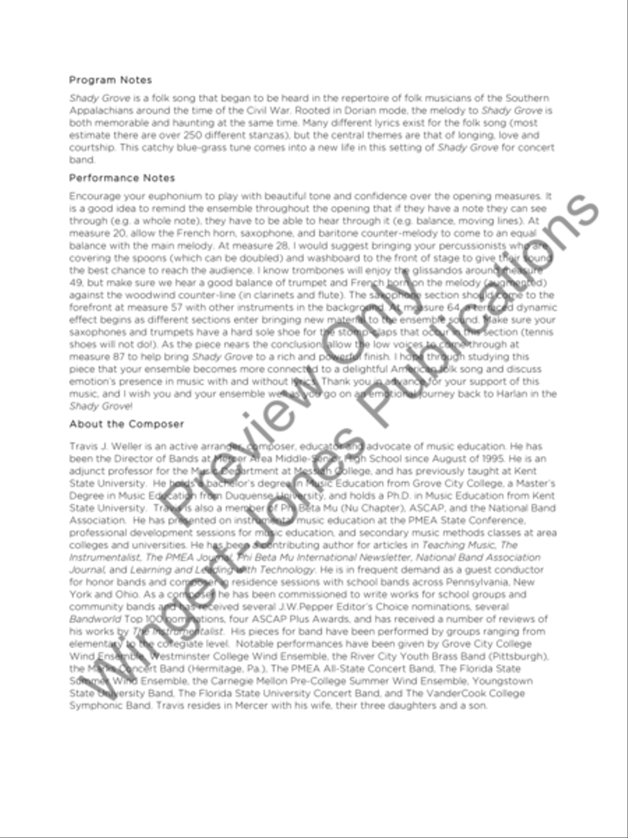 The Shady Grove The Shady Grove Concert Band scores gallery preview page 3