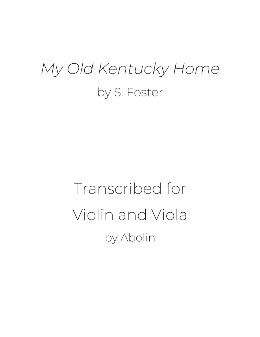 Foster: My Old Kentucky Home - Violin and Viola String Duet scores gallery preview page 1