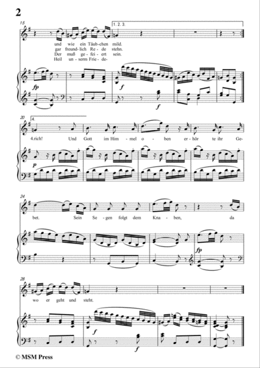 Mozart-Des kleinen friedrichs geburtstag,in G Major,for Voice and Piano Voice Solo scores gallery preview page 4