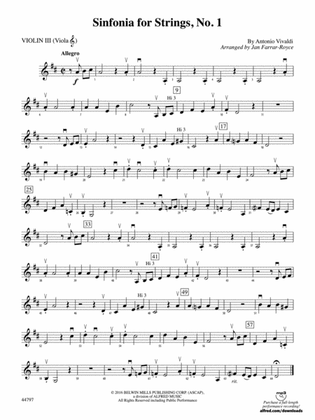 Sinfonia for Strings, No. 1: 3rd Violin (Viola [TC])