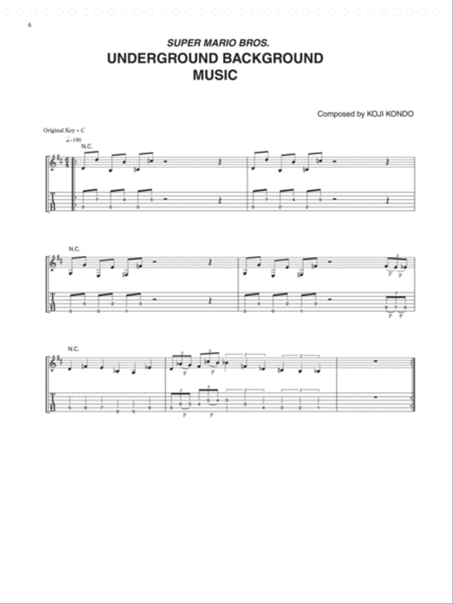 Super Mario Bros. Underground Background Music Electric Guitar scores gallery preview page 1