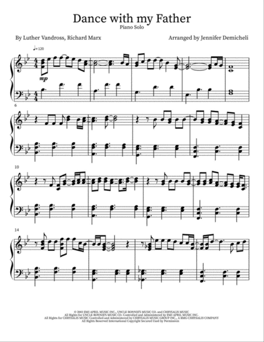 Dance With My Father Dance With My Father Piano Solo scores gallery preview page 1
