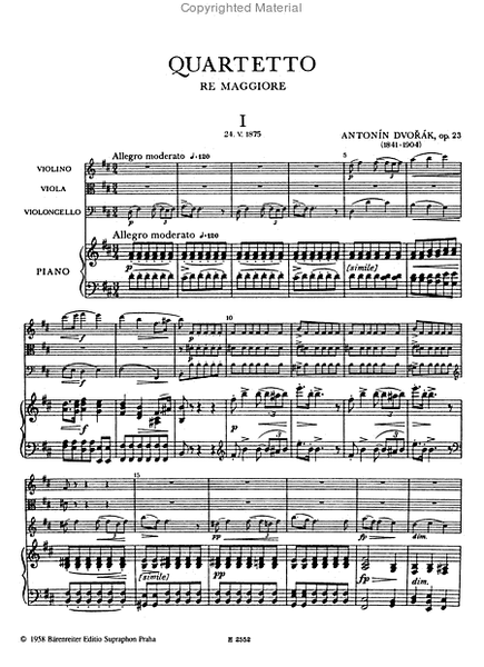 Klavierquartett No. 1 D major, Op. 23