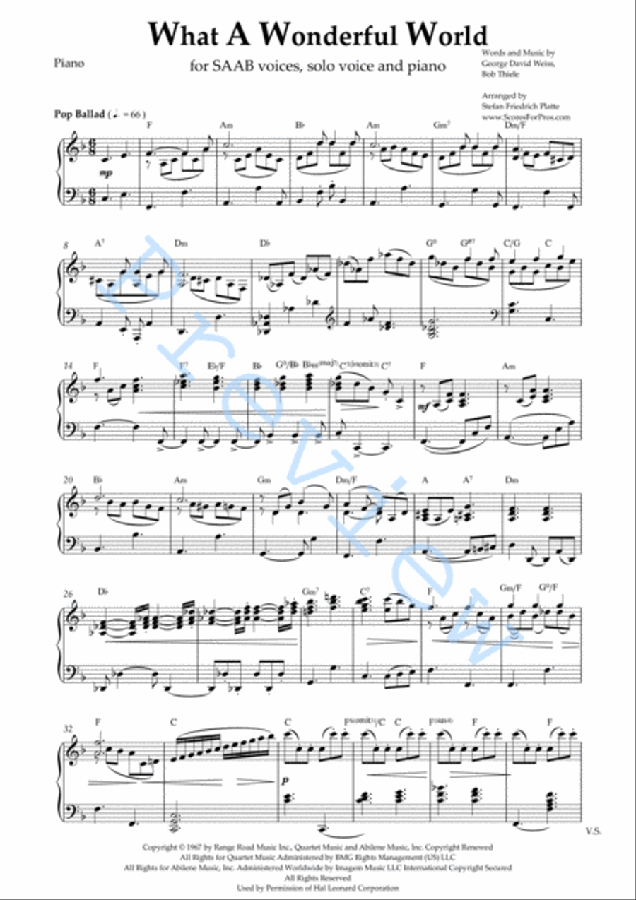 What A Wonderful World 4-Part scores gallery preview page 6