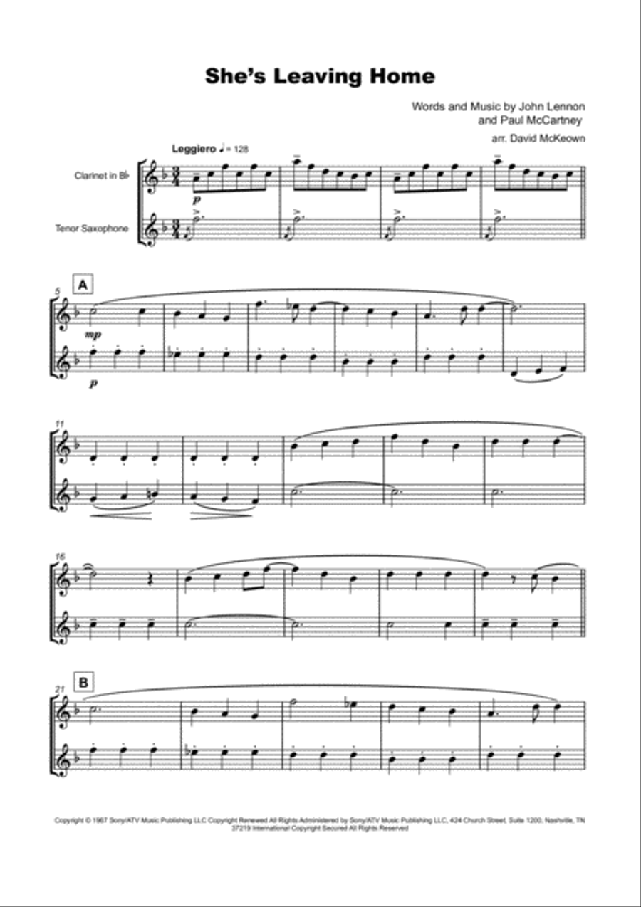 She's Leaving Home Woodwind Duet scores gallery preview page 2