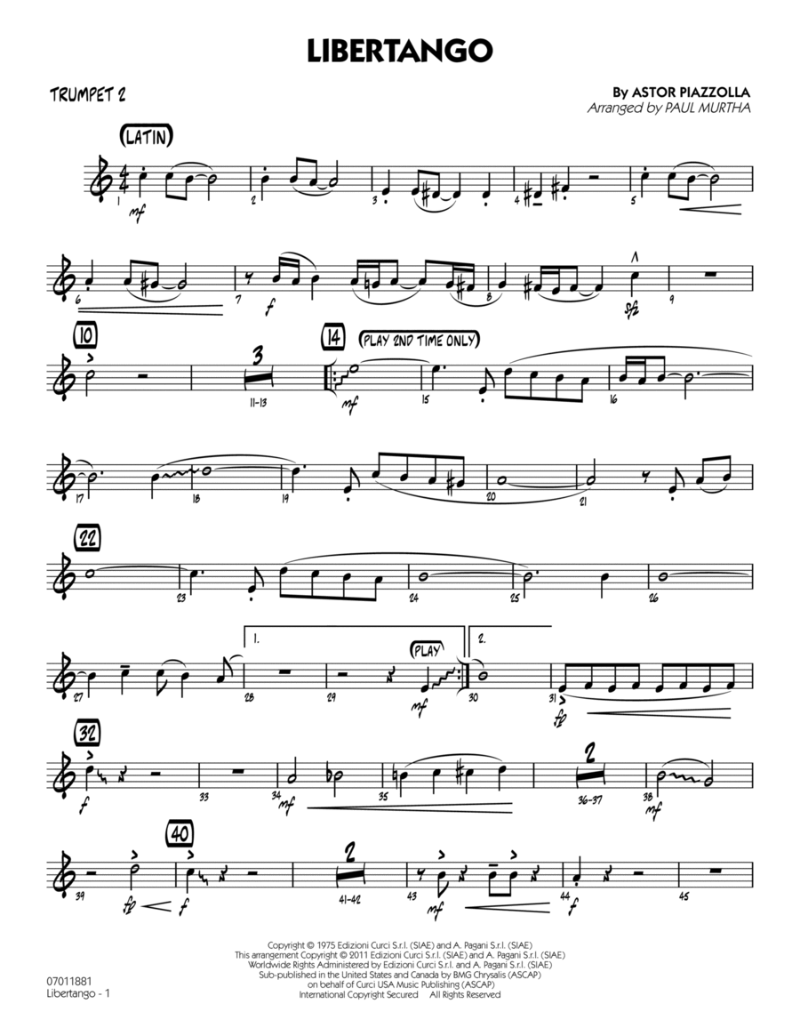 Libertango - Trumpet 2 Jazz Ensemble scores gallery preview page 1