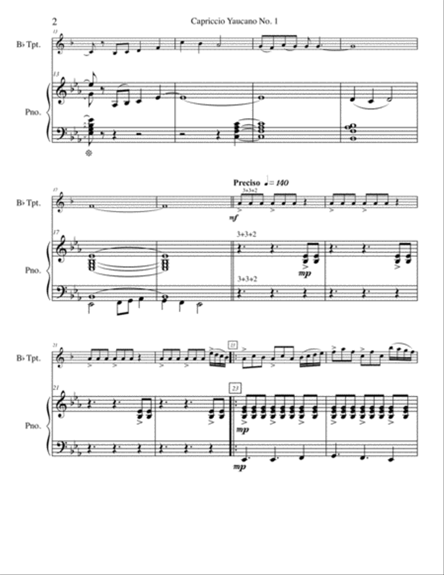 Capriccio Yaucano No. 1 Trumpet Solo scores gallery preview page 3