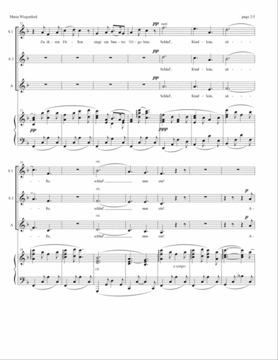 Mariä Wiegenlied (Mary's Lullaby), Op. 76, No. 52 SSA scores gallery preview page 2