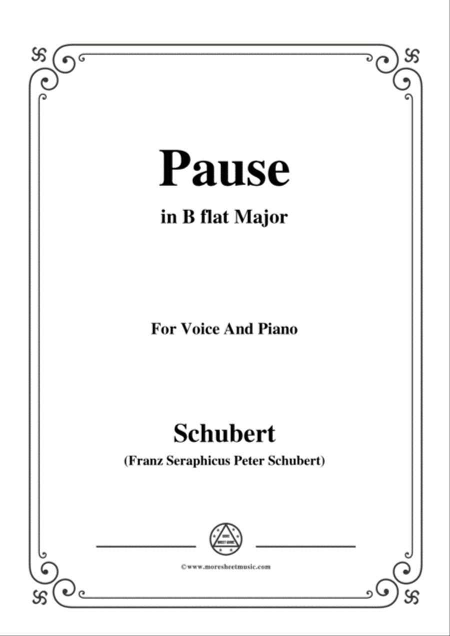 Schubert-Pause,from 'Die Schöne Müllerin',Op.25 No.12,in B flat Major,for Voice&Piano Voice scores gallery preview page 1