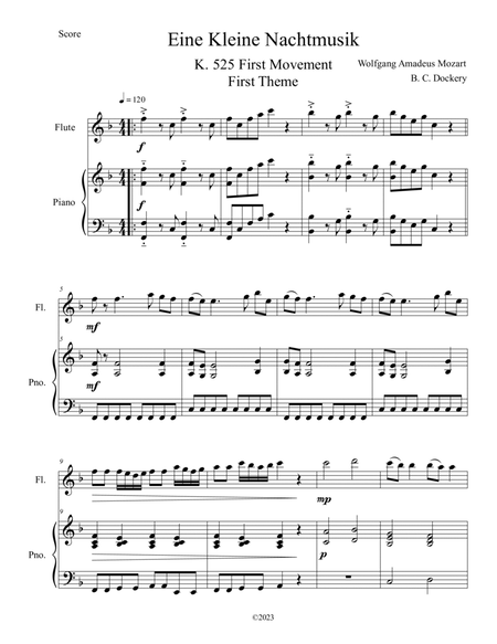 Eine Kleine Nachtmusik (A Little Night Music) K. 525 Mvmt. I for Flute Solo with Piano Accompaniment image number null