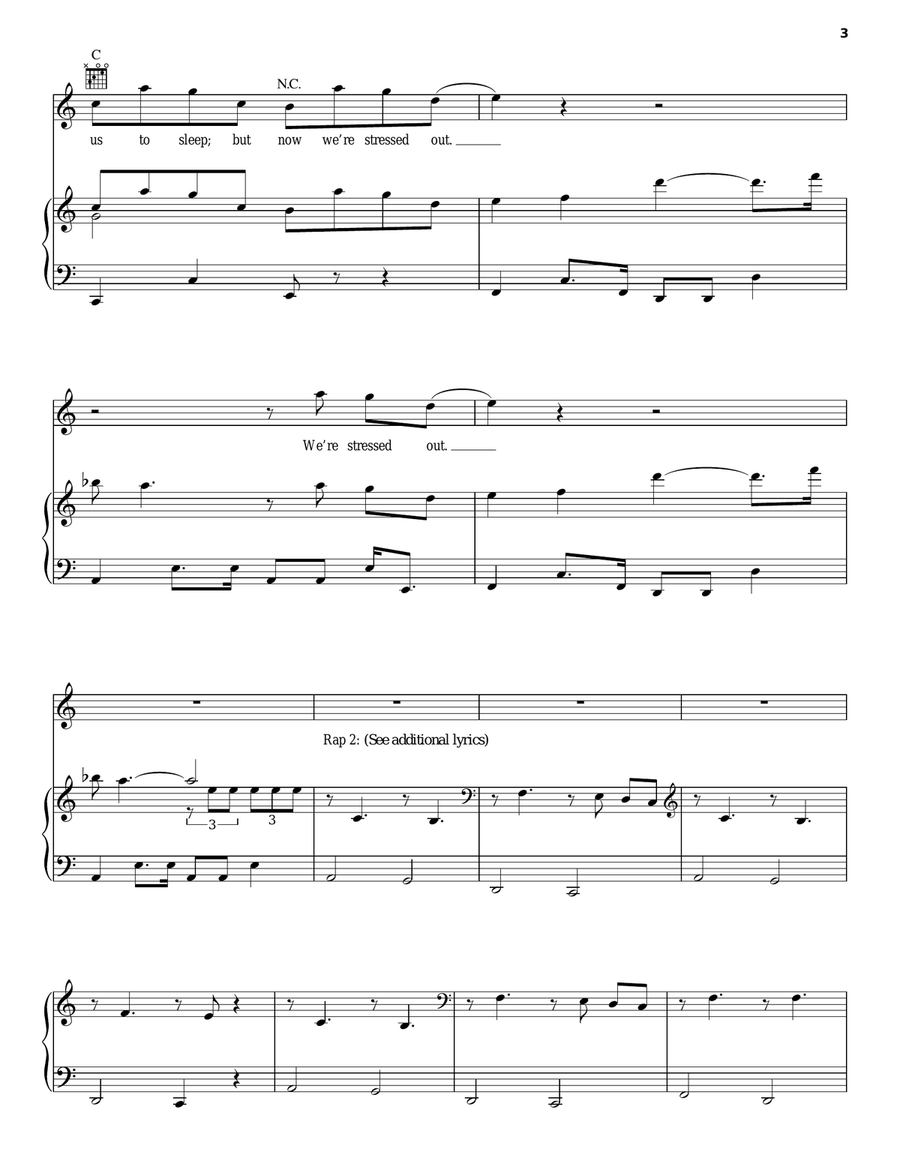 Stressed Out Piano, Vocal, Guitar scores gallery preview page 3
