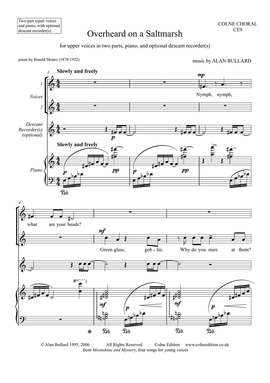 Overheard on a Saltmarsh (upper voices and piano) 2-Part scores gallery preview page 1