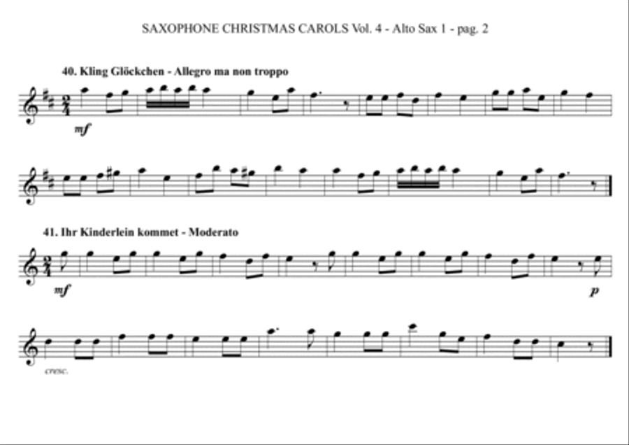 SAXOPHONE CHRISTMAS CAROLS vol. 4 - 12 world famous German Carols for Sax Quartet (SATB or AATB) Saxophone Quartet scores gallery preview page 2