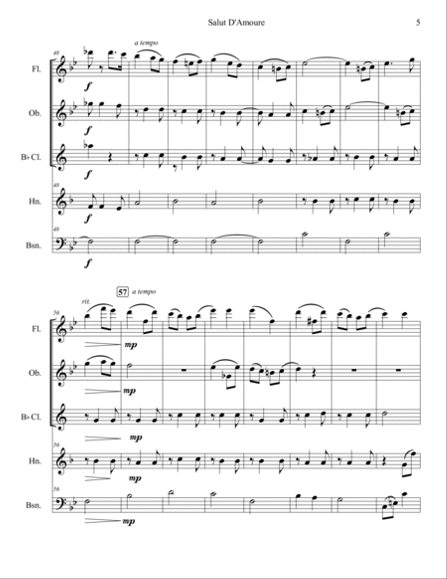 Salut De'Amoure (Liebesgruss) Woodwind Quintet scores gallery preview page 5