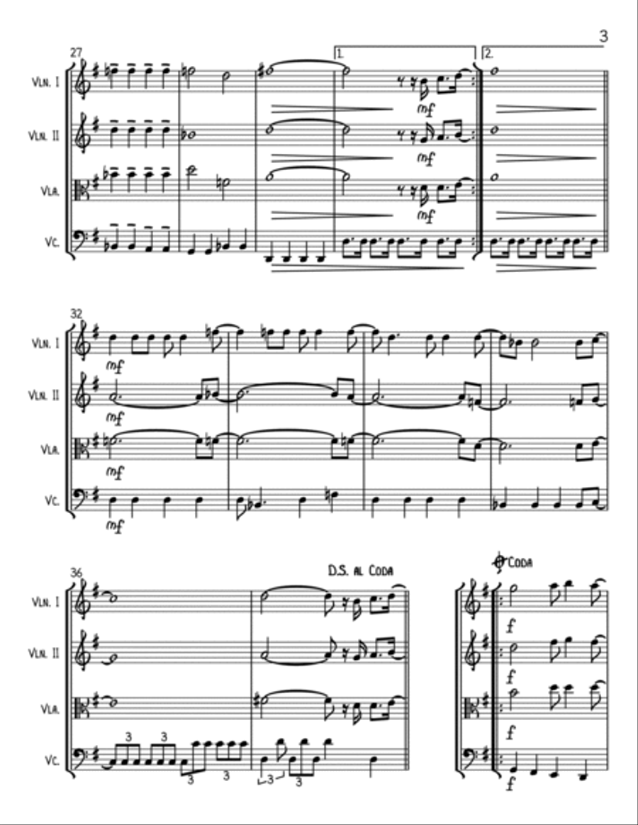 Merry Xmas Everybody String Quartet scores gallery preview page 3