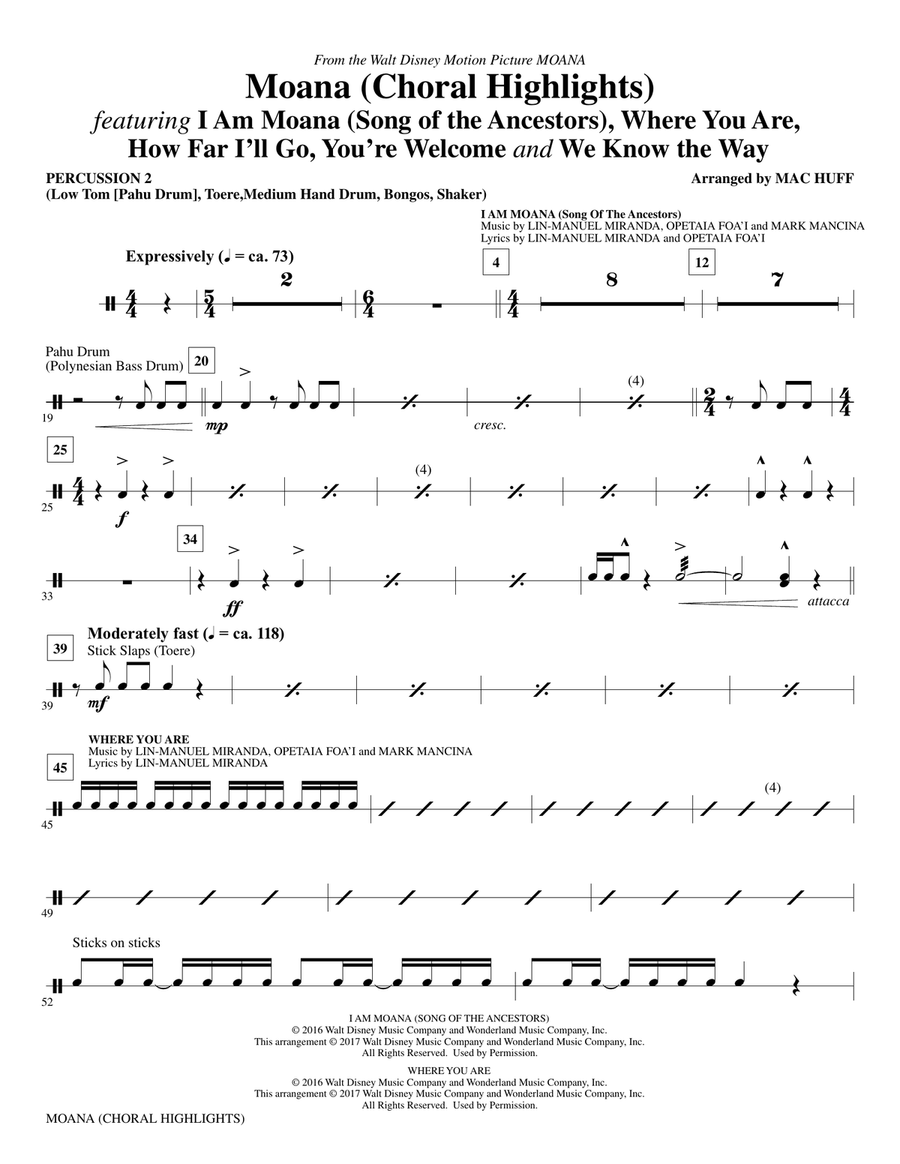 Moana - Percussion 2 Choir scores gallery preview page 1