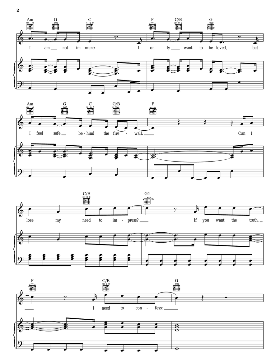 I'm Not Alright Piano, Vocal, Guitar scores gallery preview page 2