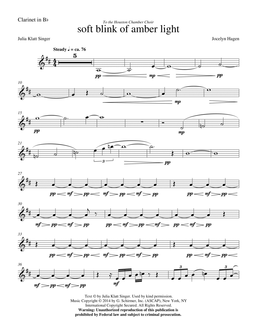 soft blink of amber light - Clarinet Choir scores gallery preview page 1