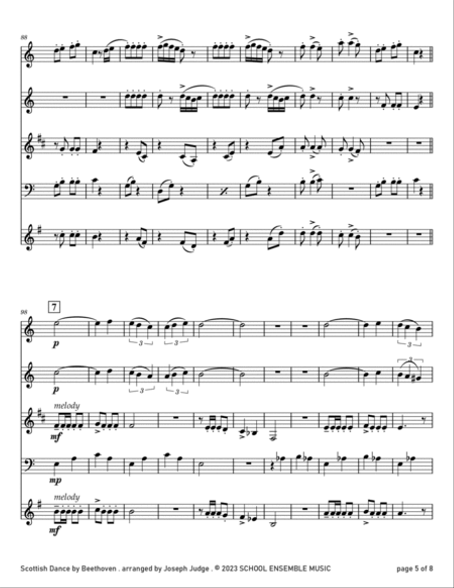 Scottish Dance by Beethoven for Woodwind Quartet in Schools Woodwind Quartet scores gallery preview page 5