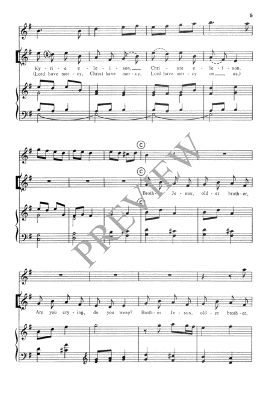 Brother Jesus, Older Brother Unison Choir scores gallery preview page 6