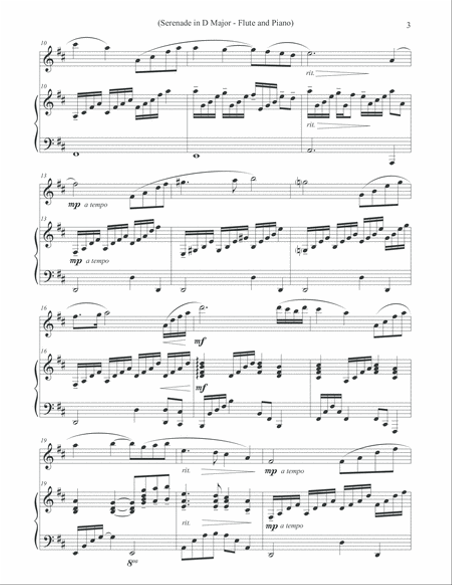 Serenade in D Major (Solo Flute & Piano) Flute Solo scores gallery preview page 3