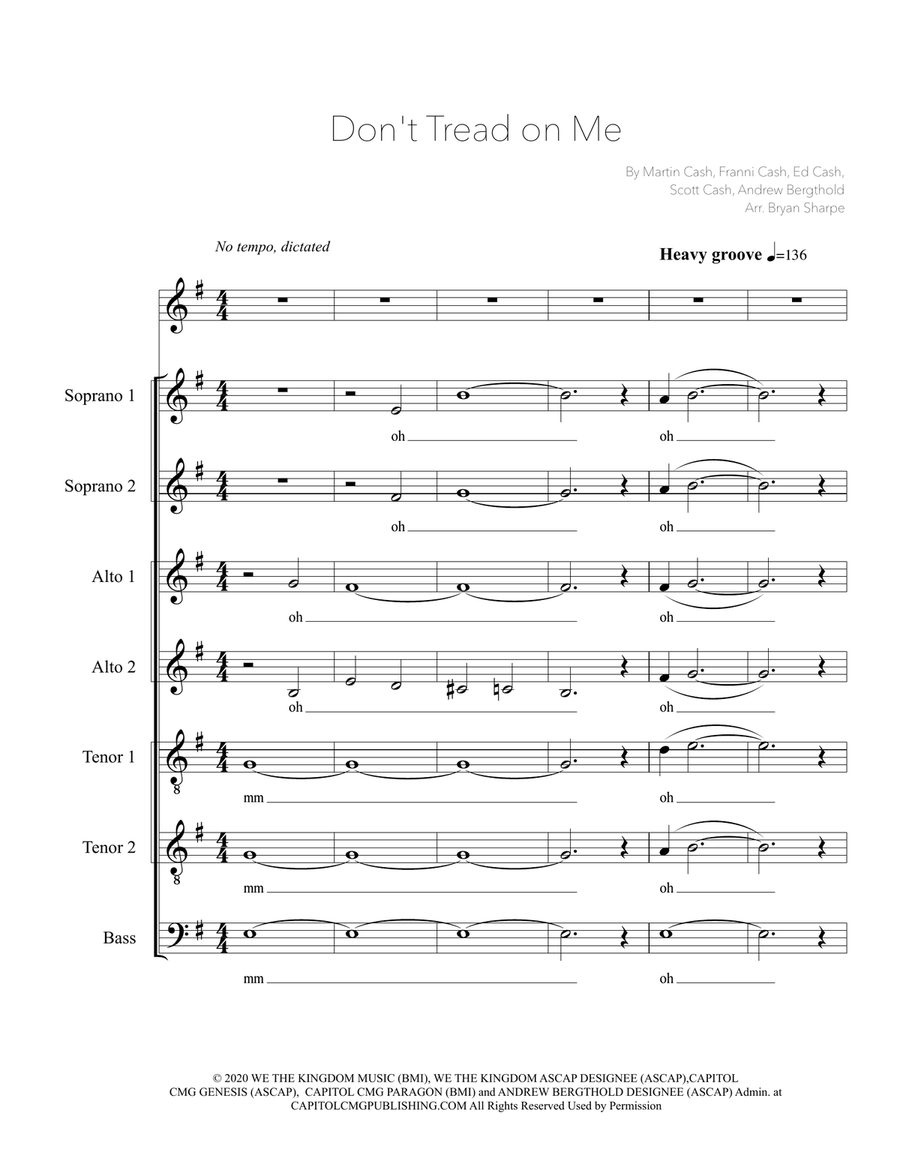 Don't Tread On Me 4-Part scores gallery preview page 1