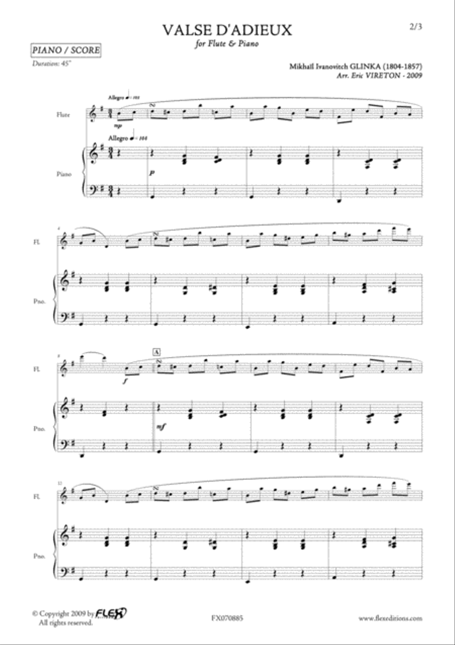 Valse D'Adieux Flute Solo scores gallery preview page 2