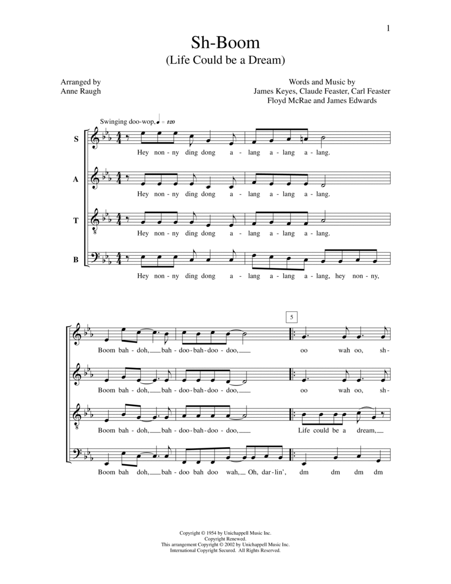 Sh-boom (life Could Be A Dream) 4-Part scores gallery preview page 1