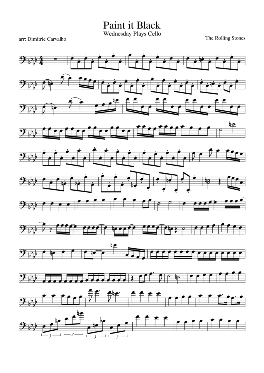 Paint It, Black Cello Solo scores gallery preview page 1