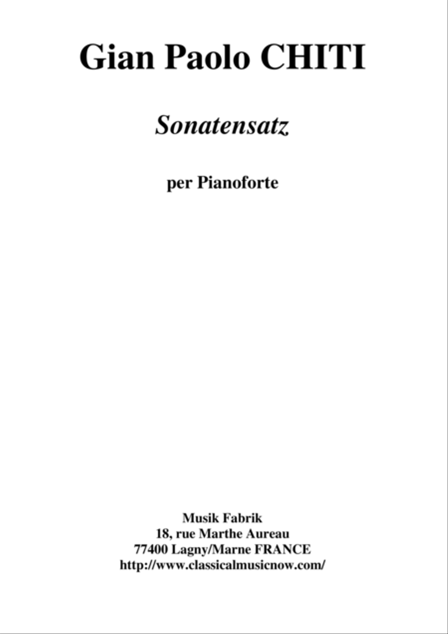Gian Paolo Chiti: Sonatensatz for piano Piano Solo scores gallery preview page 1