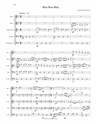 Blue Boar Blue for double-reed quintet (2 oboes, cor anglais, bassoon, contrabassoon)