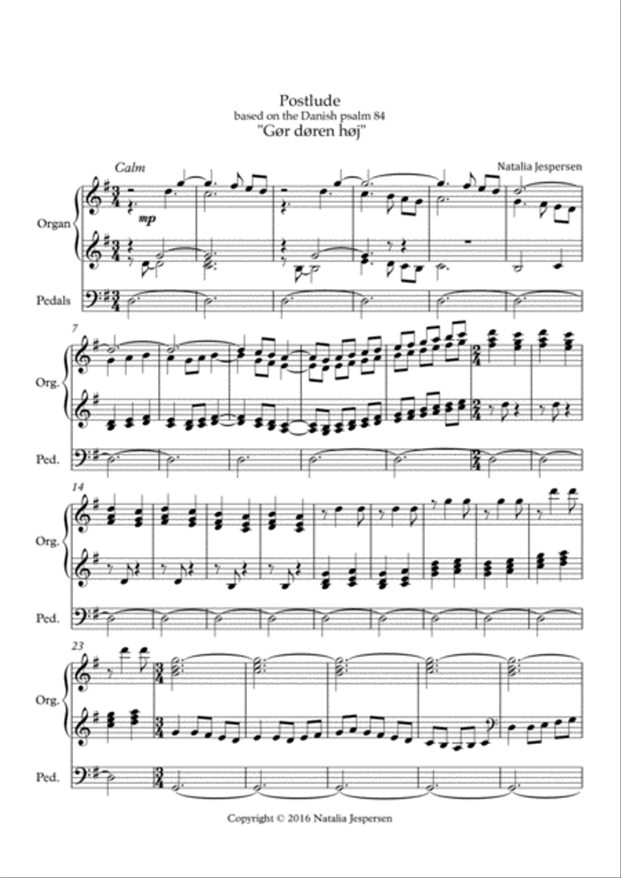 Gør døren høj (postlude) Organ Solo scores gallery preview page 1