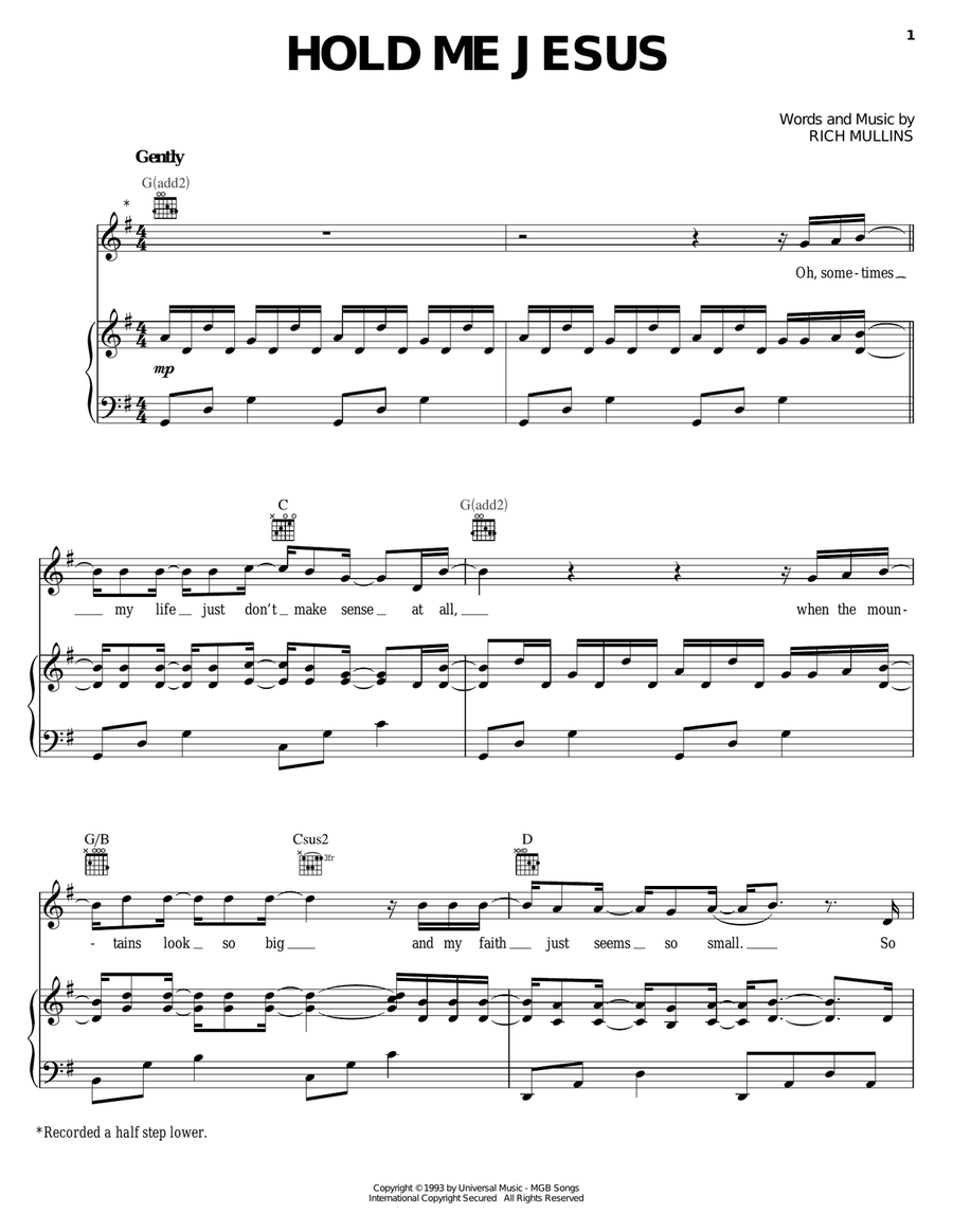 Hold Me Jesus Hold Me Jesus Piano, Vocal, Guitar scores gallery preview page 1