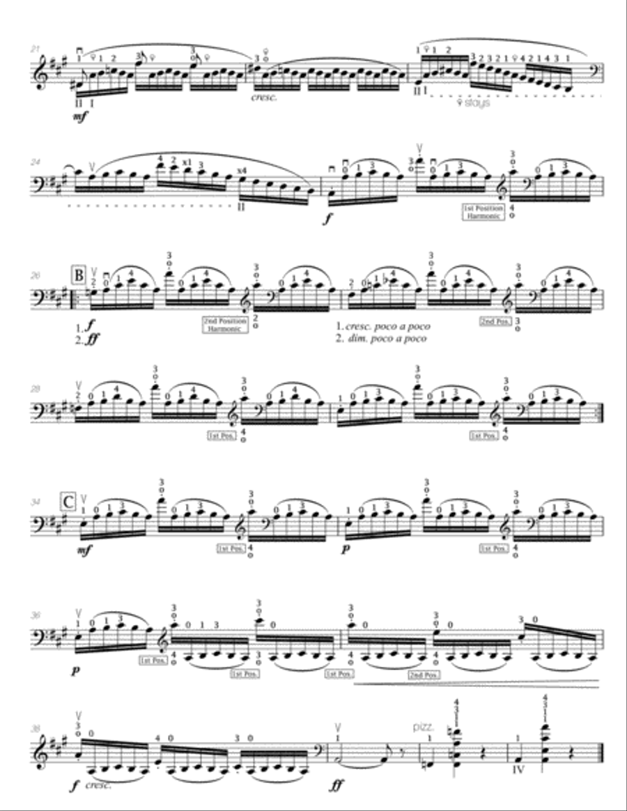 Popper (arr. Richard Aaron): Op. 73, Etude #28 Cello Solo scores gallery preview page 3