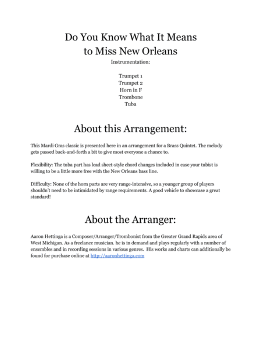 Do You Know What It Means To Miss New Orleans Brass Ensemble scores gallery preview page 2