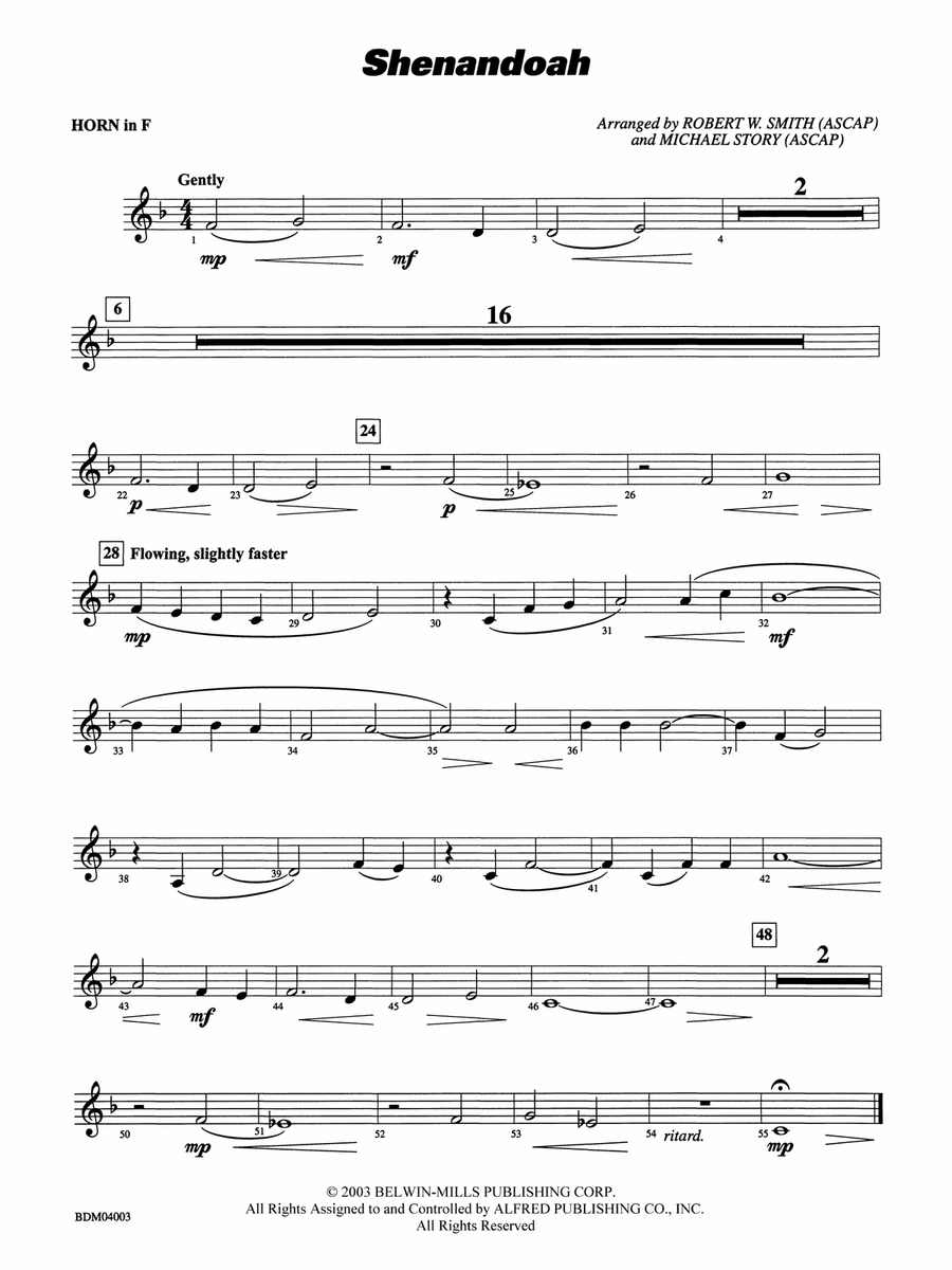 Shenandoah: 1st F Horn