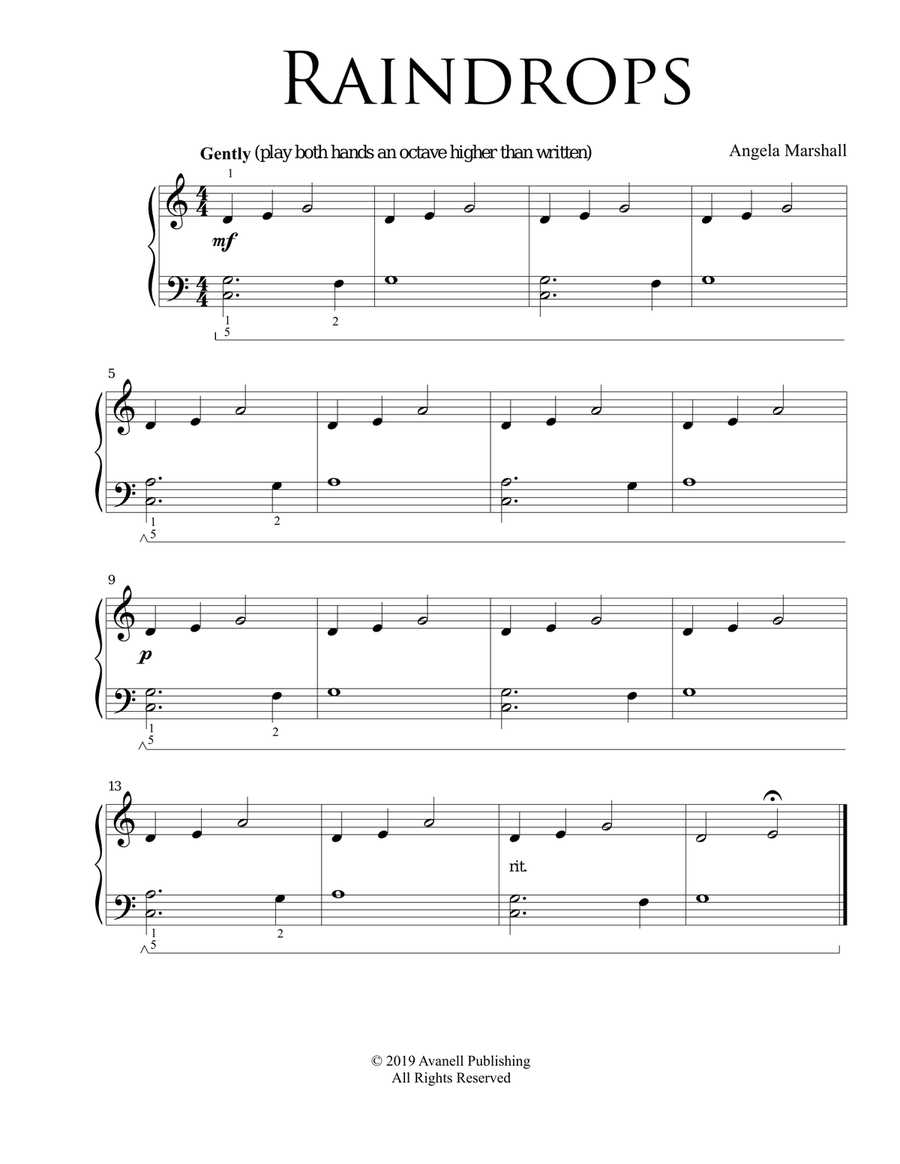 Raindrops (Very Easy Piano Solo) Piano Method scores gallery preview page 1