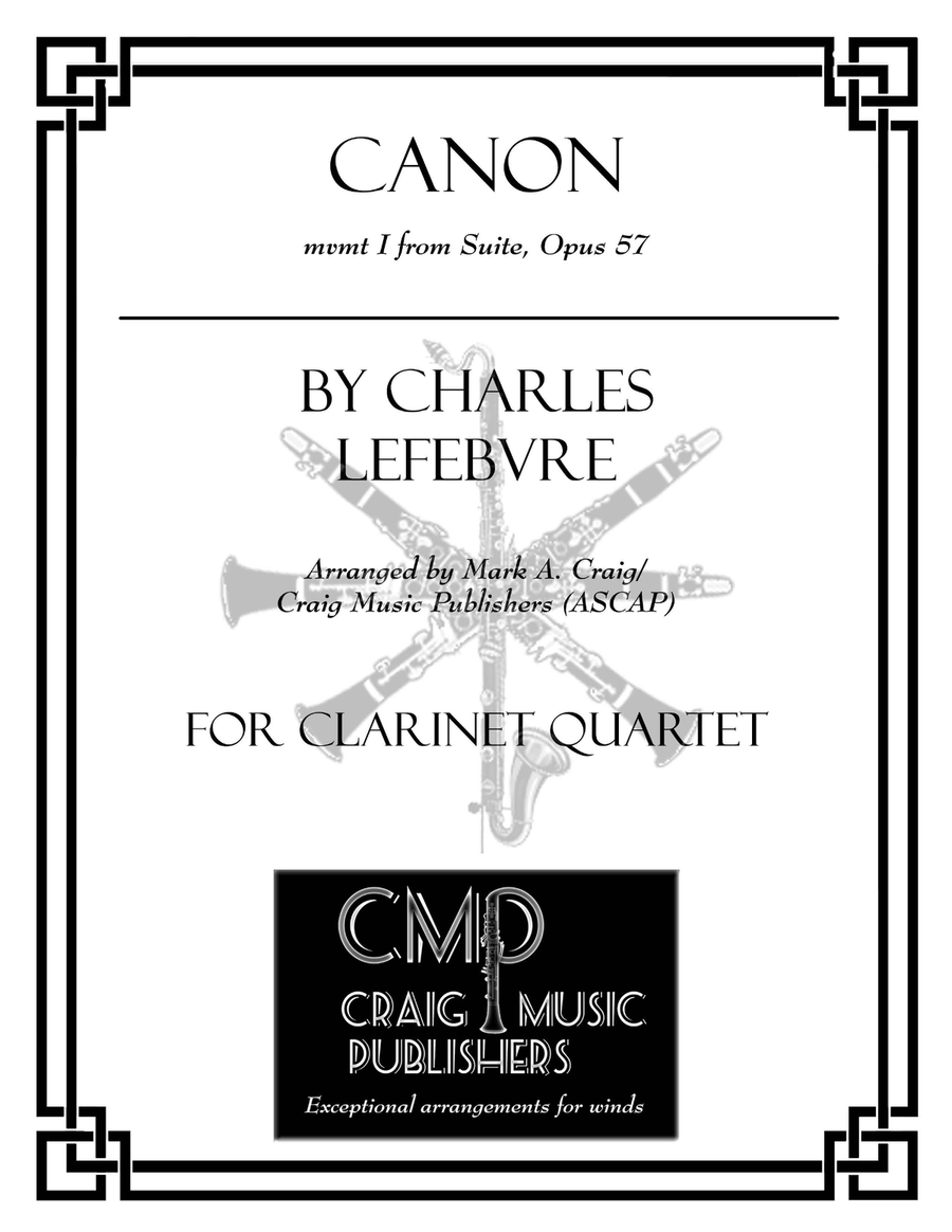 Canon from Suite Op 57 Clarinet Quartet scores gallery preview page 1