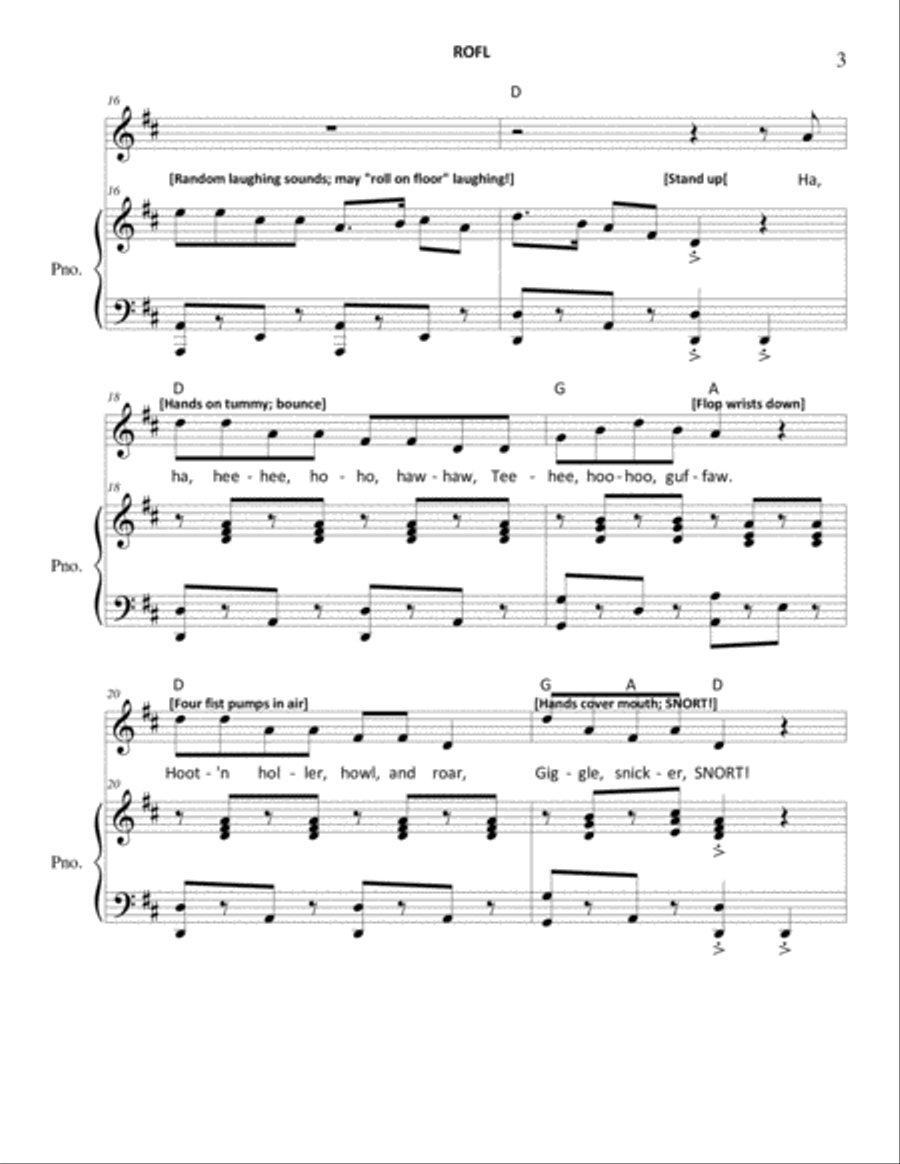 ROFL (Roll On Floor Laughing) Unison Choir scores gallery preview page 3