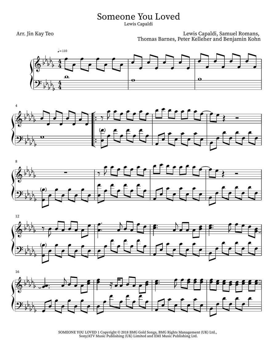 Someone You Loved Piano Solo scores gallery preview page 1