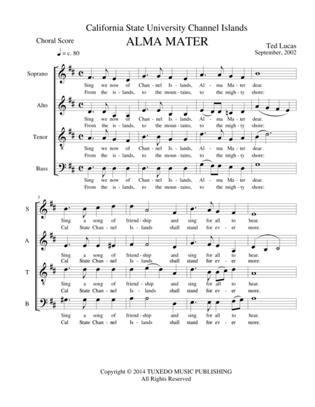 Alma Mater - CSU Channel Islands - for SATB Choir image number null