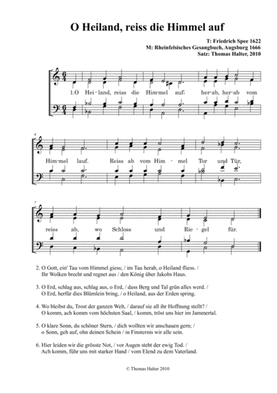O Heiland reiss die Himmel auf 4-Part scores gallery preview page 1