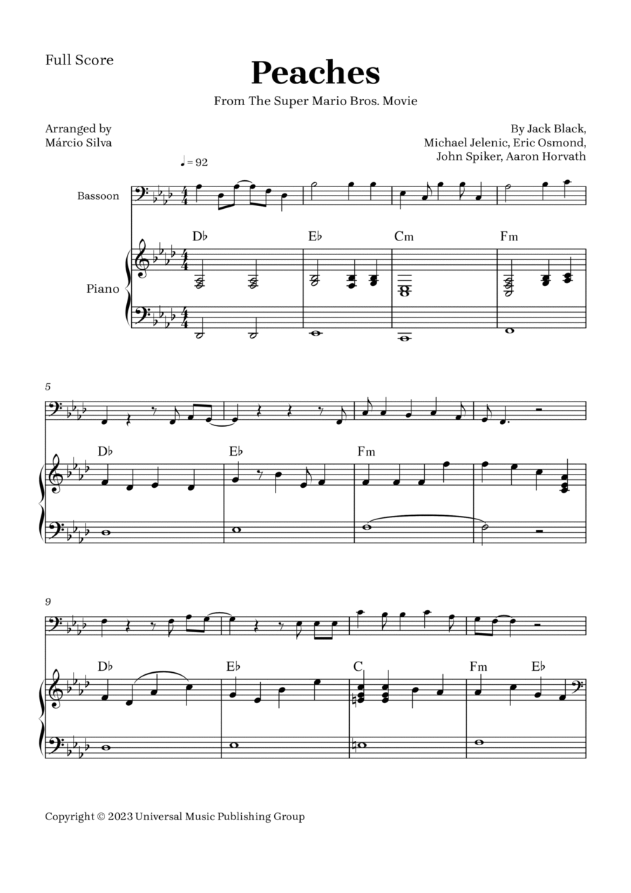 Peaches Bassoon scores gallery preview page 1