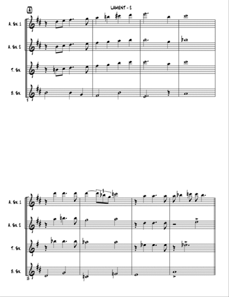 Lament Lament Saxophone Quartet scores gallery preview page 3