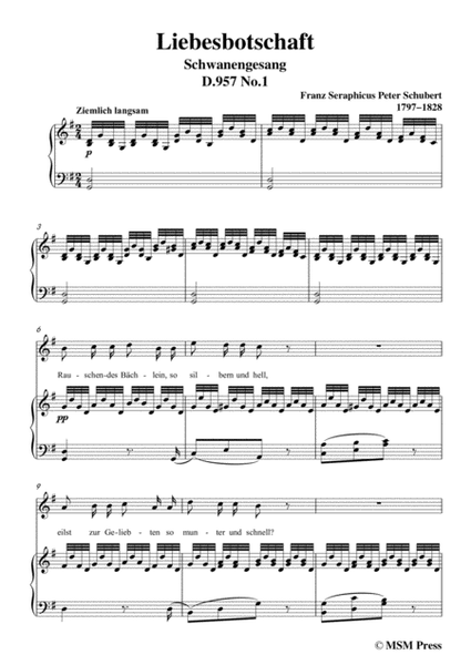 Schubert-Liebesbotschaft,from 'Schwanengesang(Swan Song)',D.957 No.1,in G Major image number null