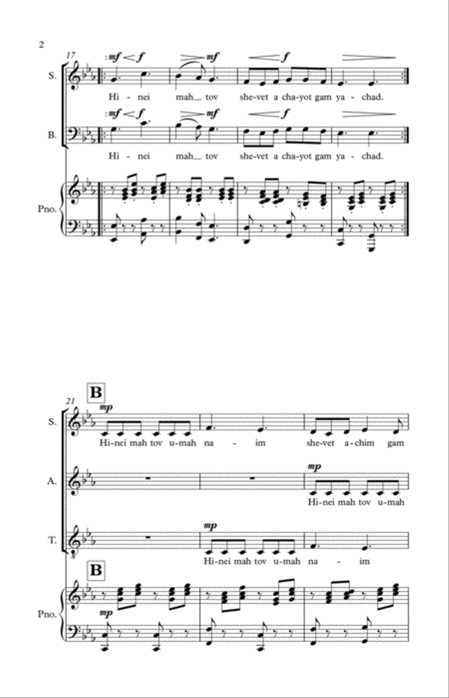 Hinei Mah Tov 4-Part scores gallery preview page 2