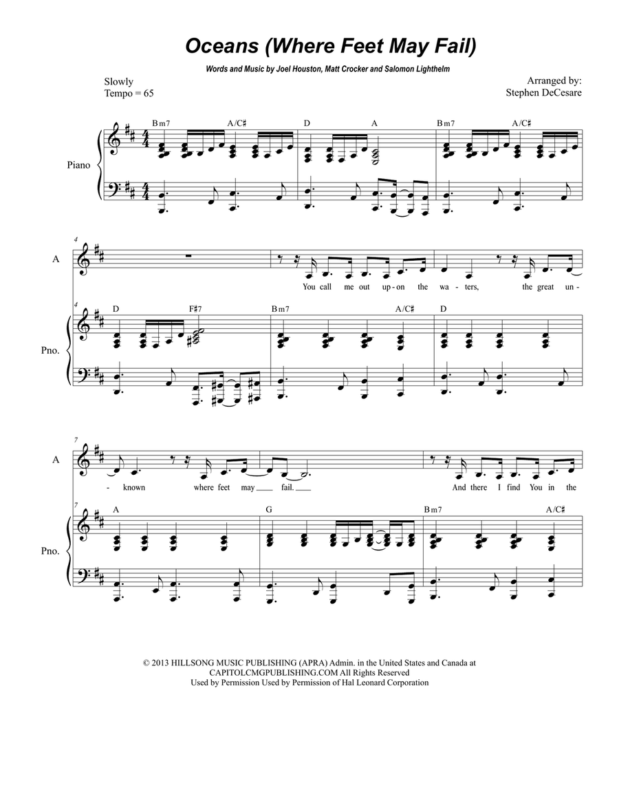Oceans (Where Feet May Fail) Alto Voice scores gallery preview page 1