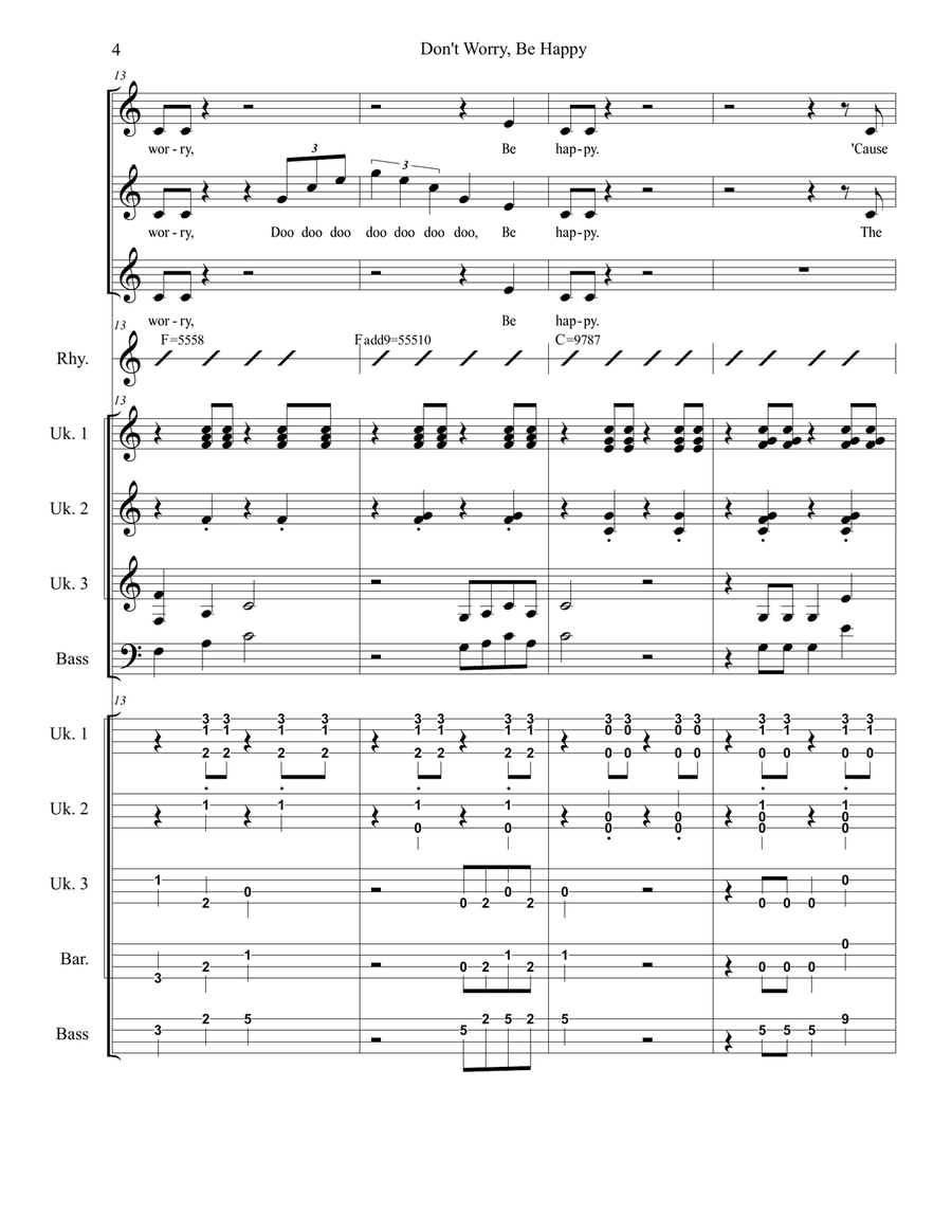 Don't Worry, Be Happy Small Ensemble scores gallery preview page 4